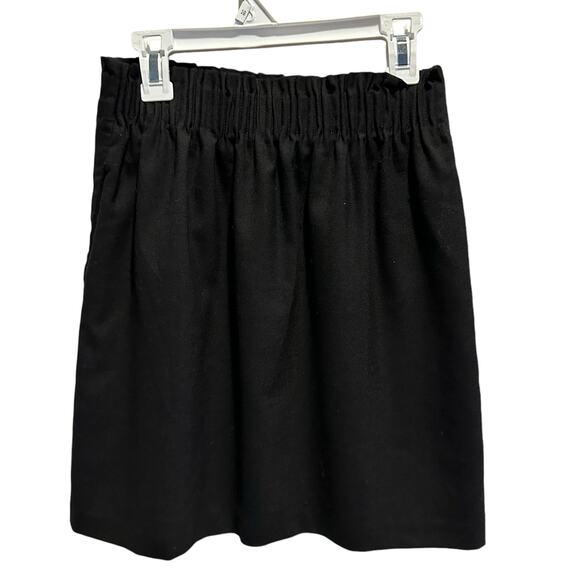 J Crew Size 00 Solid Black Paperbag Sidewalk Wool Blend Mini Skirt Pull On 95435 - Picture 11 of 14